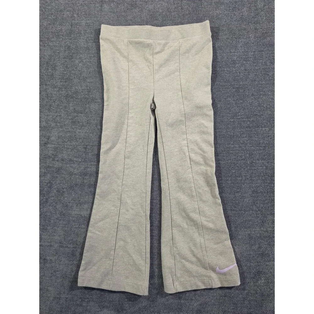 Nike Toddler Girls Grey Flare Leggings Pants Purple Swoosh 4T M417-042